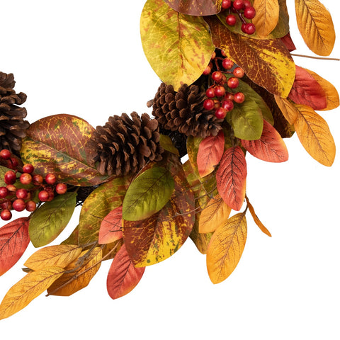 Leaves and Berries Twig Artificial Thanksgiving Wreath - 26-Inch  Unlit