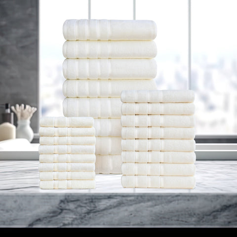 Bibb Home 24 Piece Zero Twist Egyptian Cotton Towel Set