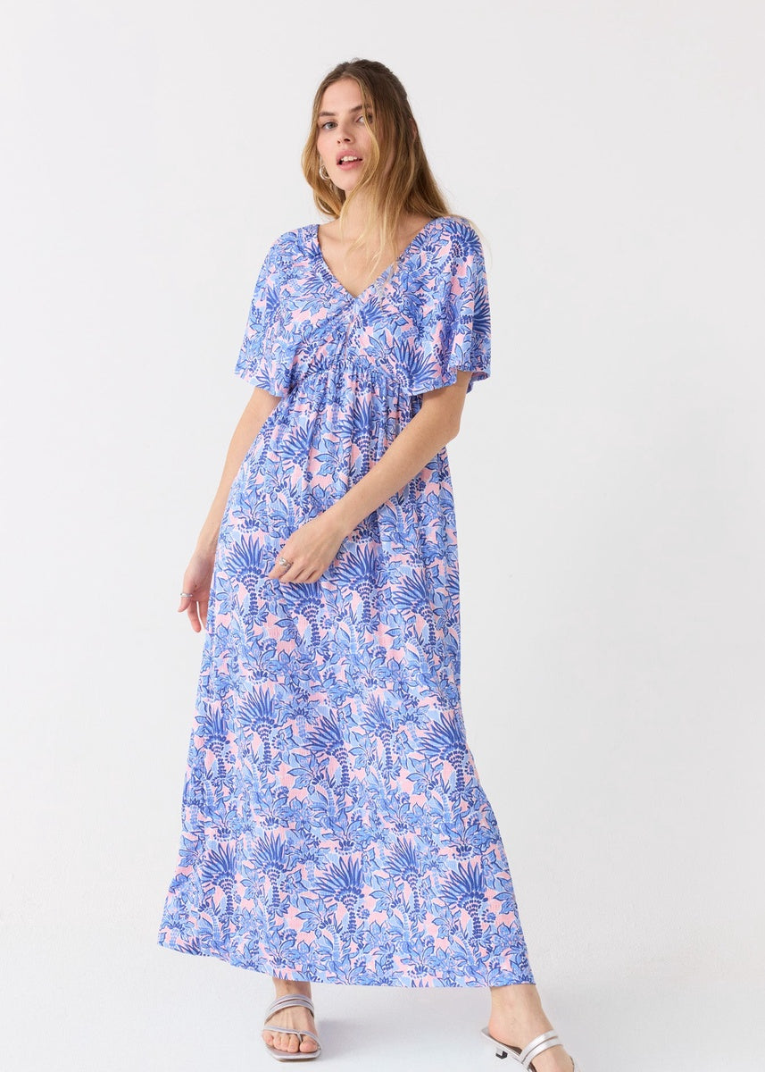  Cabana Life Palm Beach Flutter Sleeve Maxi Dress - XS - Bonton