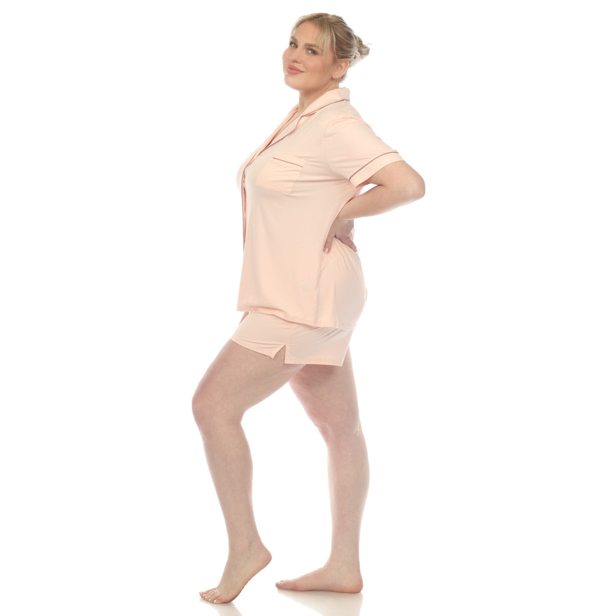  White Mark Plus Size Short Sleeve Bamboo Pajama Set - 1X - Bonton