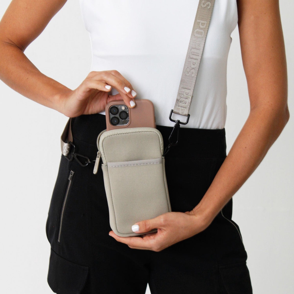  Pop Ups Brand Phone Bag Taupe - Default Title - Bonton