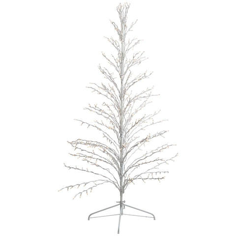 Lighted Cascade Twig Outdoor Christmas Tree - 6' - White - Clear Lights