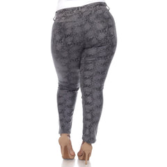 Plus Size Faux Suede Snake Print Pants