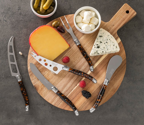 French Home 5-Piece Artisan Laguiole Cheese Knife Set With Tortoise Shell Handles