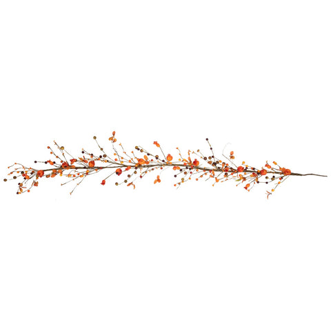 5' X 6" Fall Harvest Berries and Leaves Twig Artificial Garland  Unlit