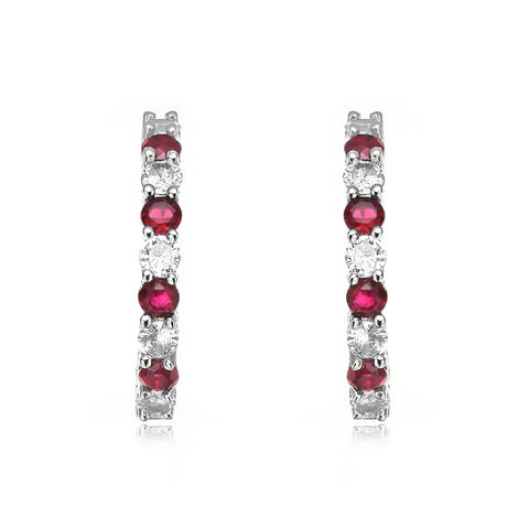 Colored Cubic Zirconia Inside Out Hoop Earrings