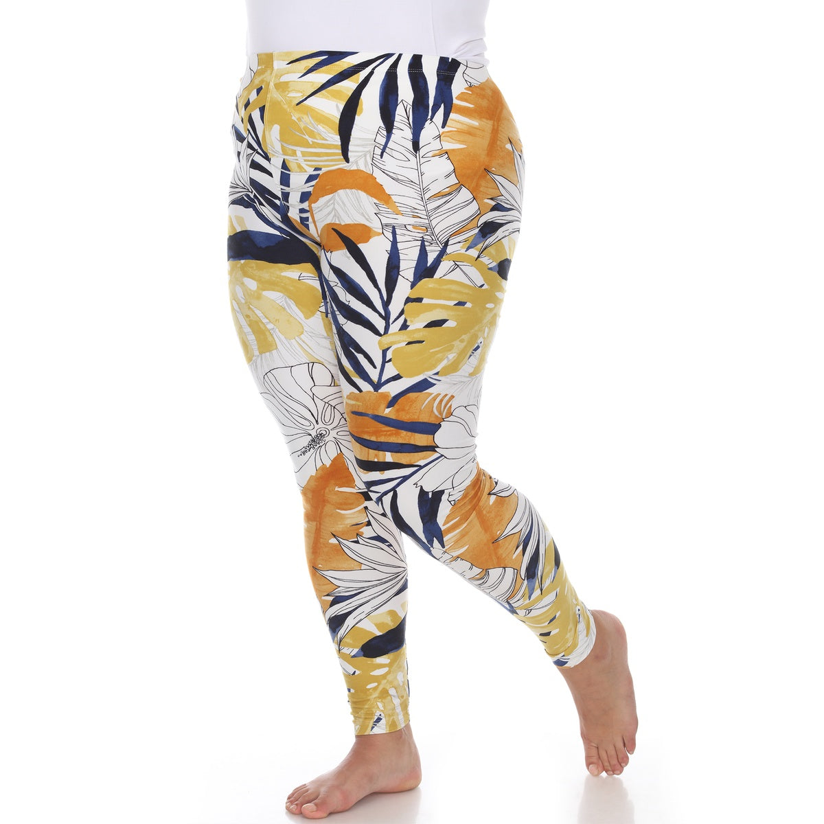  White Mark Plus Size Super Soft Tropical Printed Leggings - one size - Bonton