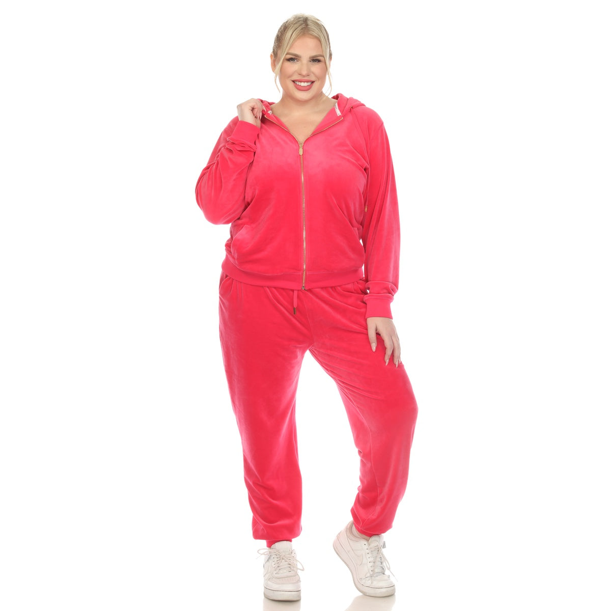  White Mark Plus Size 2 Piece Velour Tracksuit Set - 3X - Bonton