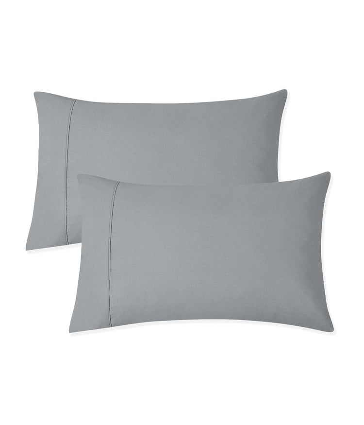 Organic Cotton 300TC Percale Pillowcases Set of 2 Light Gray