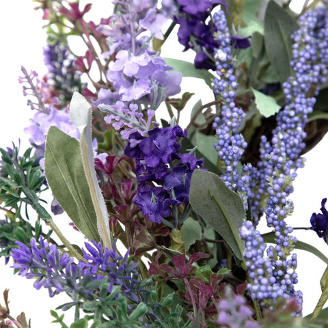 Lavender Artificial Spring Floral Wreath  Purple and Green - 18-Inch