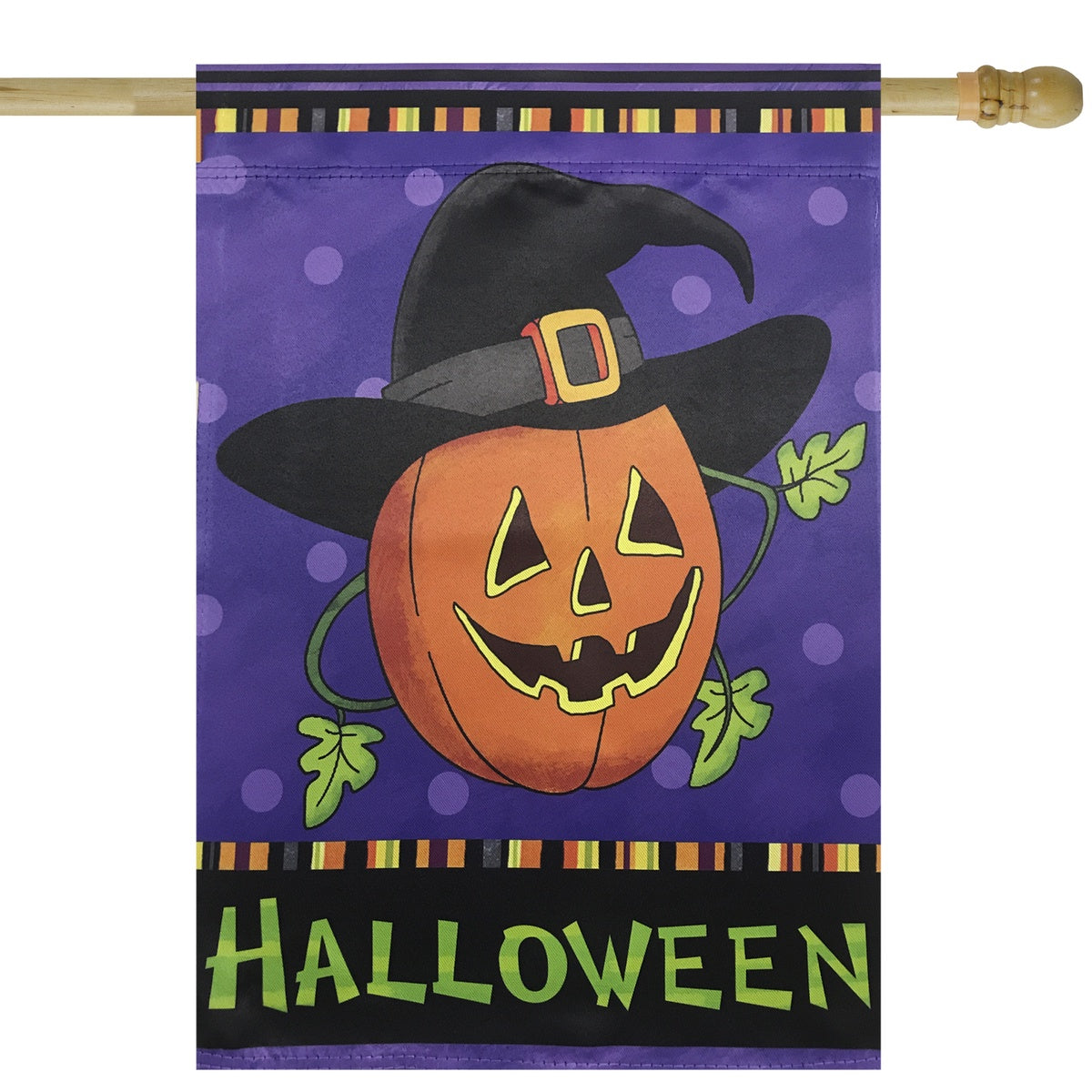  Northlight Happy Halloween Pumpkin in a Witch Hat Outdoor House Flag 28