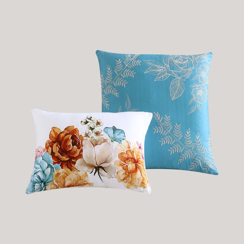Maia Blue 100% Cotton 5-Piece Reversible Comforter Set