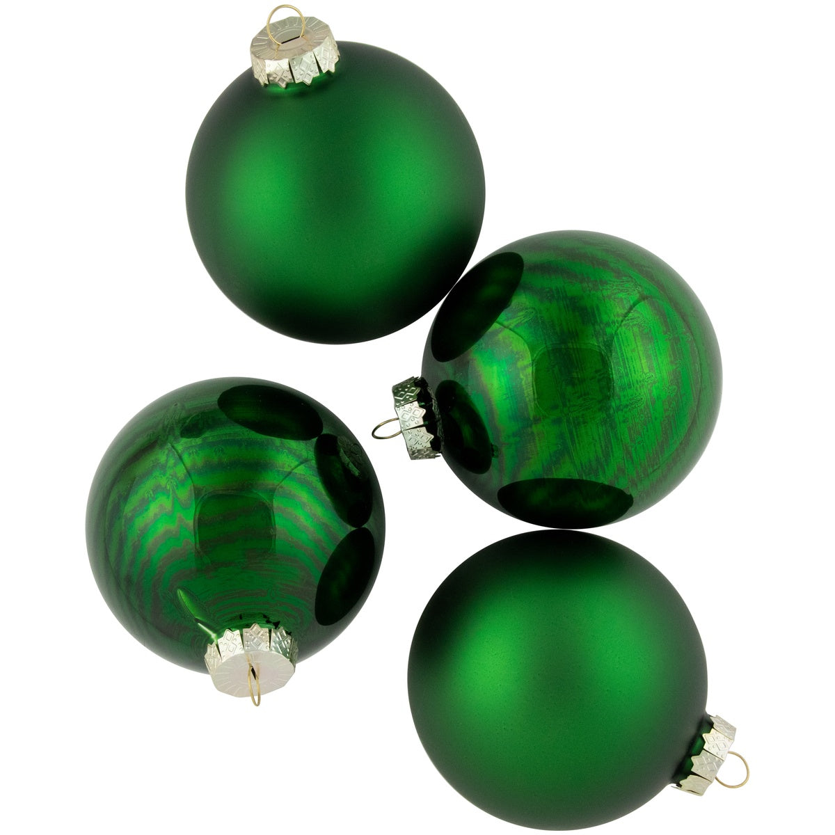  Northlight 4ct Green 2-Finish Glass Ball Christmas Ornaments 4
