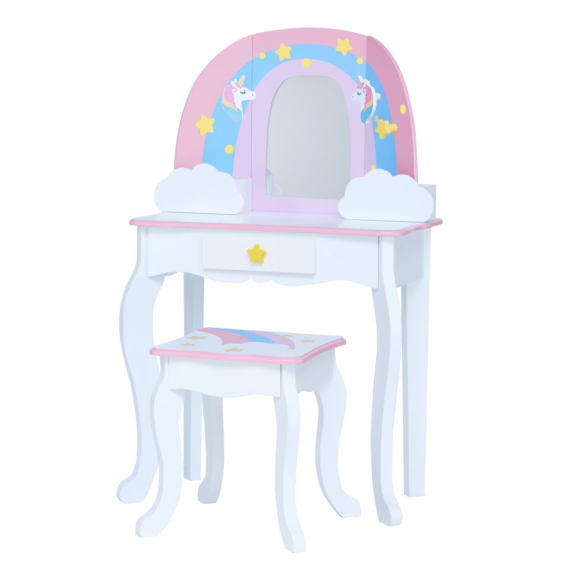  Teamson Kids Fantasy Fields - Little Dreamer Rainbow Medium Toy Vanity - Pink - Bonton