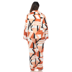 Plus Size Printed Satin Pajama Set