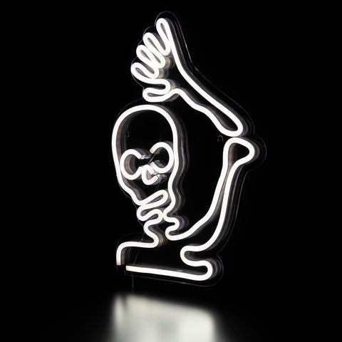 15" White LED Lighted Neon Style Skeleton Halloween Window Silhouette