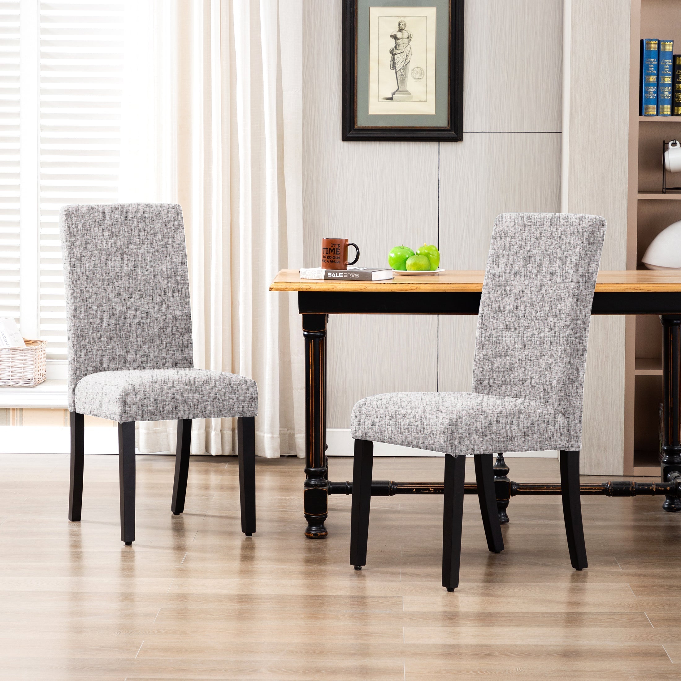  Westin Furniture Upholstered Linen Fabric Dining Side Chair, Set of 2 - Gray - Bonton