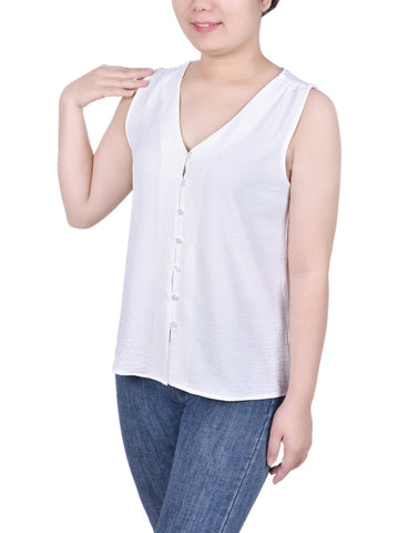 Sleeveless Button Front Blouse