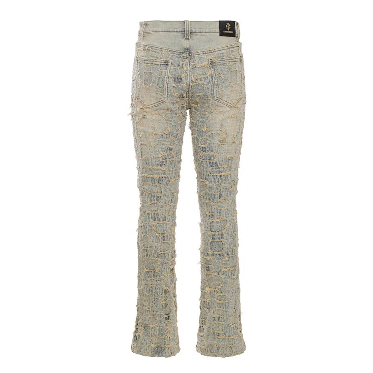  Barocco Patchwork Distressed Denim Jeans - Century Penthouse TAN - TAN - Bonton