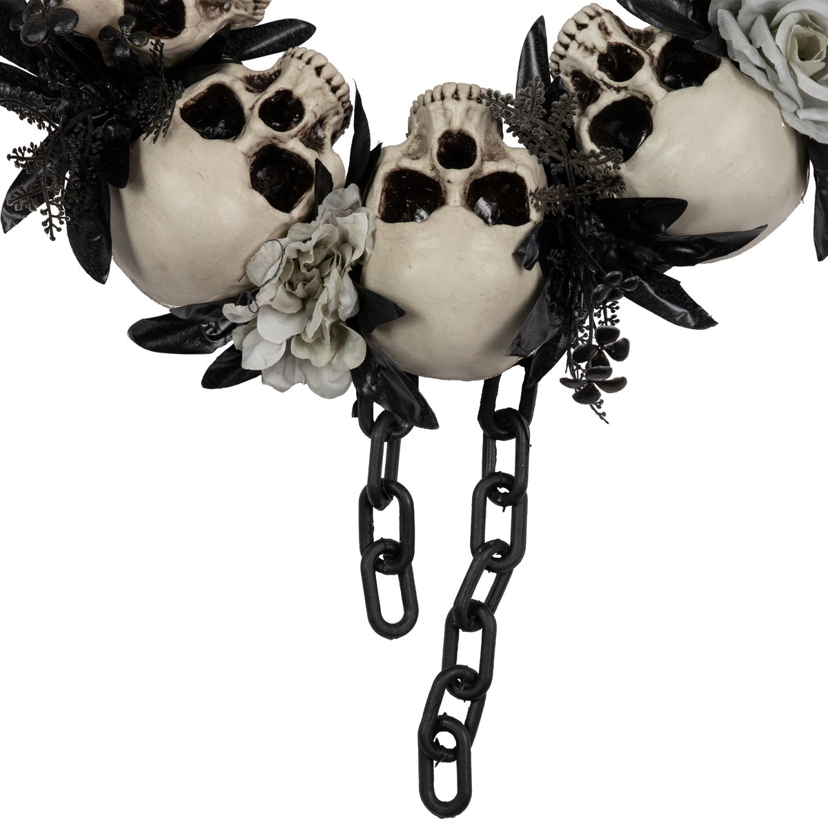  Northlight Skulls and Chains With Roses Halloween Wreath - 15