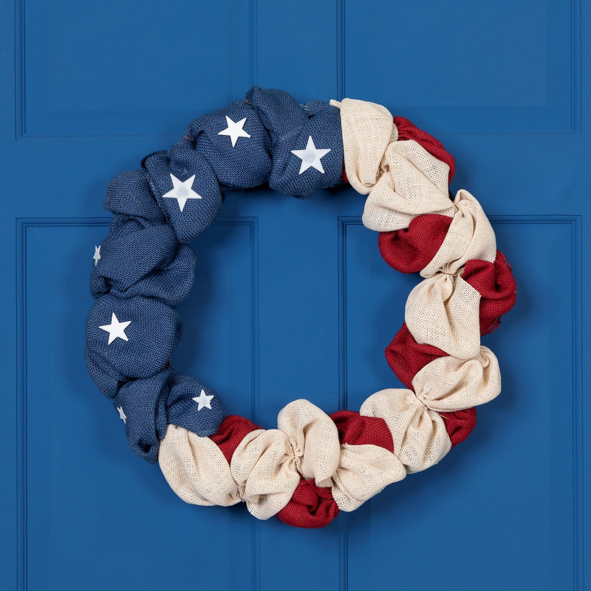  Northlight Americana Stars and Stripes Burlap Patriotic Wreath - 20