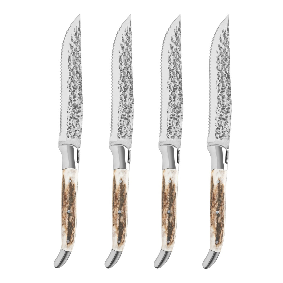  French Home Laguiole Set of 4, Connoisseur BBQ Steak Knives With Deer Horn Handles - Default Title - Bonton