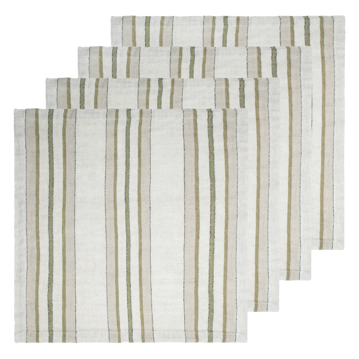  Caravan Trio Stripe Napkins 20x20 - Set of 4 - Natural Olive - Bonton