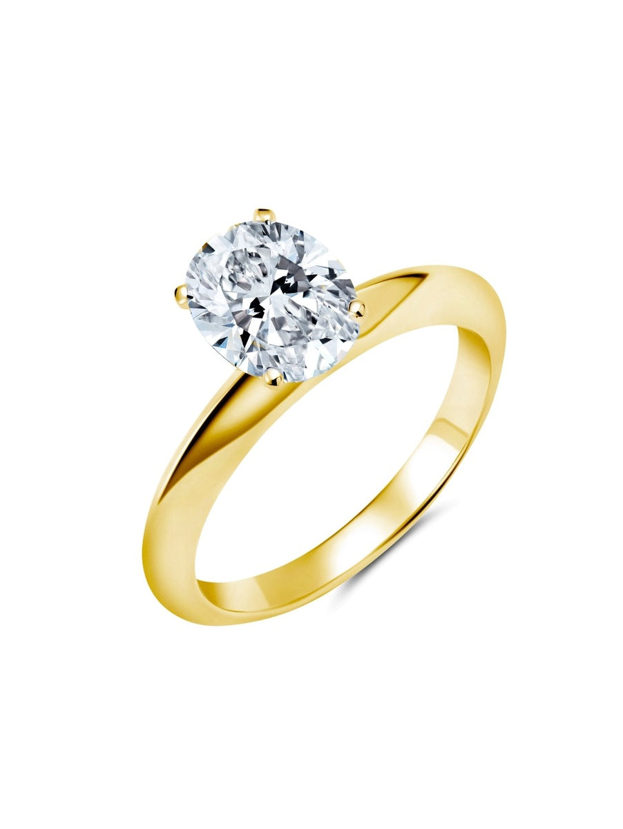  CRISLU Tiffany Oval Cut Ring Finished in 18kt Yellow Gold - XX - Bonton