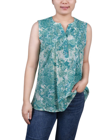 Sleeveless Pintucked Blouse