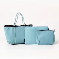 Sky Blue Set: Everyday Tote + Oversized Wristlet Pouch + Essential Pouch