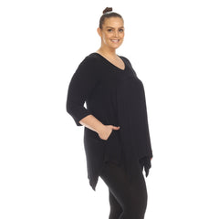 Plus Size Empire Waist V-Neck Tunic Top