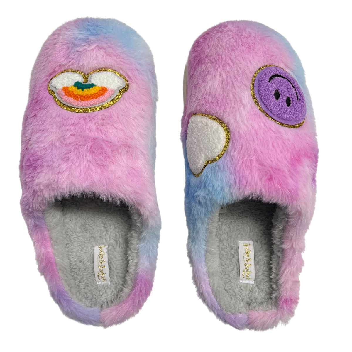  Marcus Adler Fuzzy Patch Slippers - Pink - Bonton