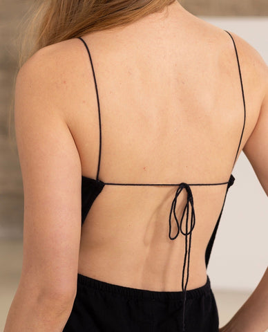 Resort Swim Cover-Up Open Back Jumpsuit -Black