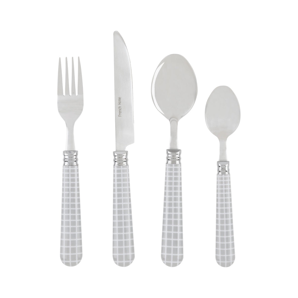  French Home Bistro 16-Piece Stainless Steel Flatware Set, Service for 4, Geometric Grid - Default Title - Bonton