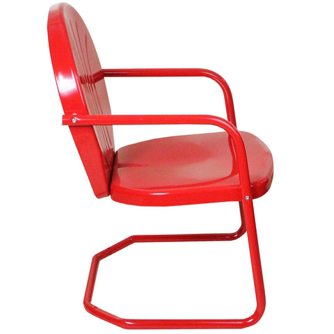 34" Outdoor Retro Metal Tulip Armchair  Red