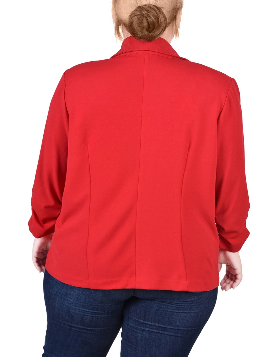  NY Collection Plus Size Long Sleeve Scuba Crepe Jacket - Azalea - Bonton