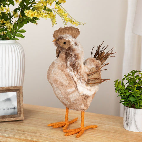 Spring Chicken Figure - 15.75" - Brown and Orange