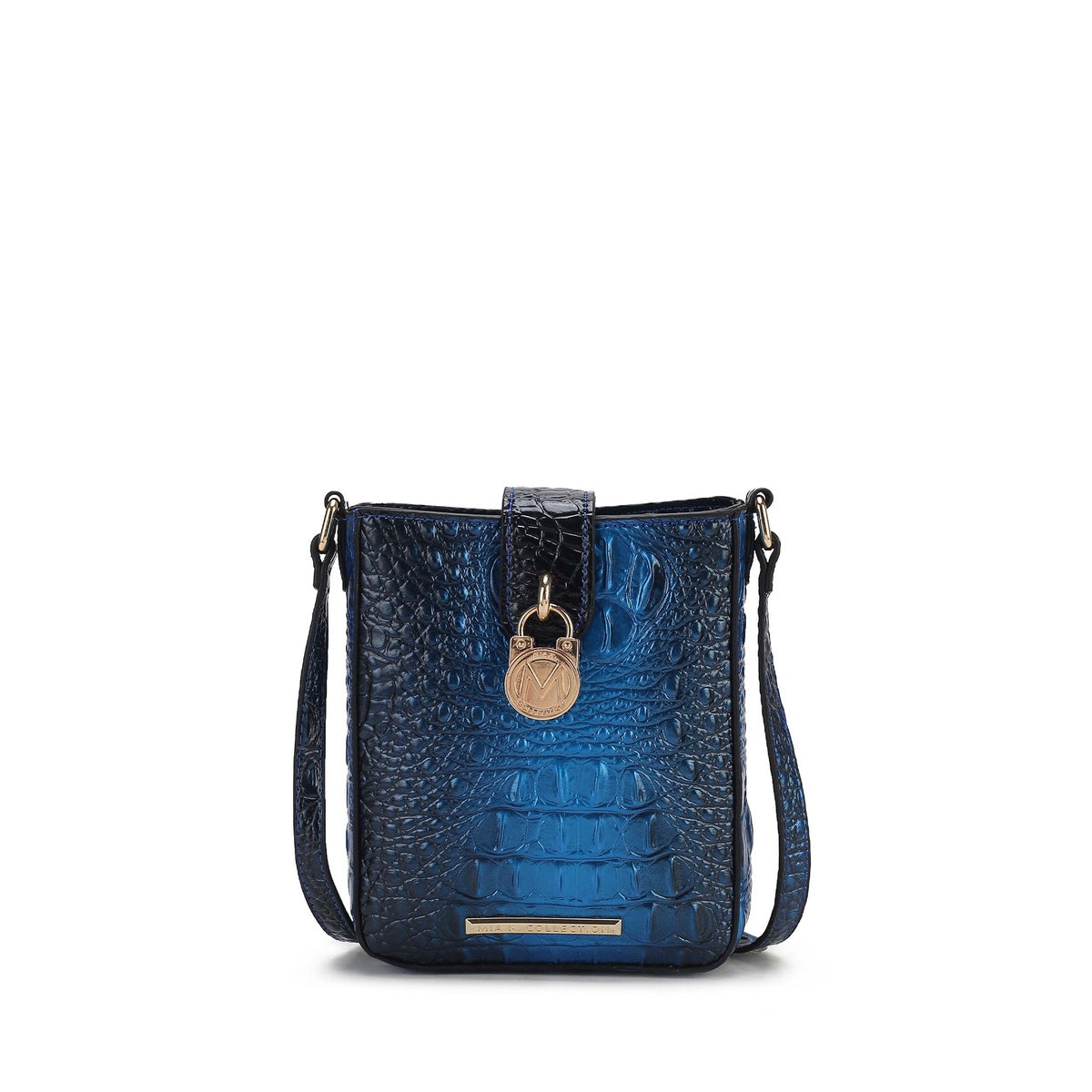  MKF Collection Avery Croc-Embossed Crossbody Bag - Croco Navy - Bonton