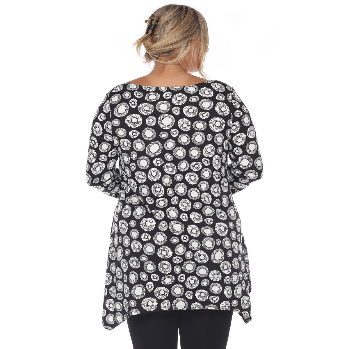  White Mark Plus Size Printed Geometric Circle Tunic Top - 1X - Bonton