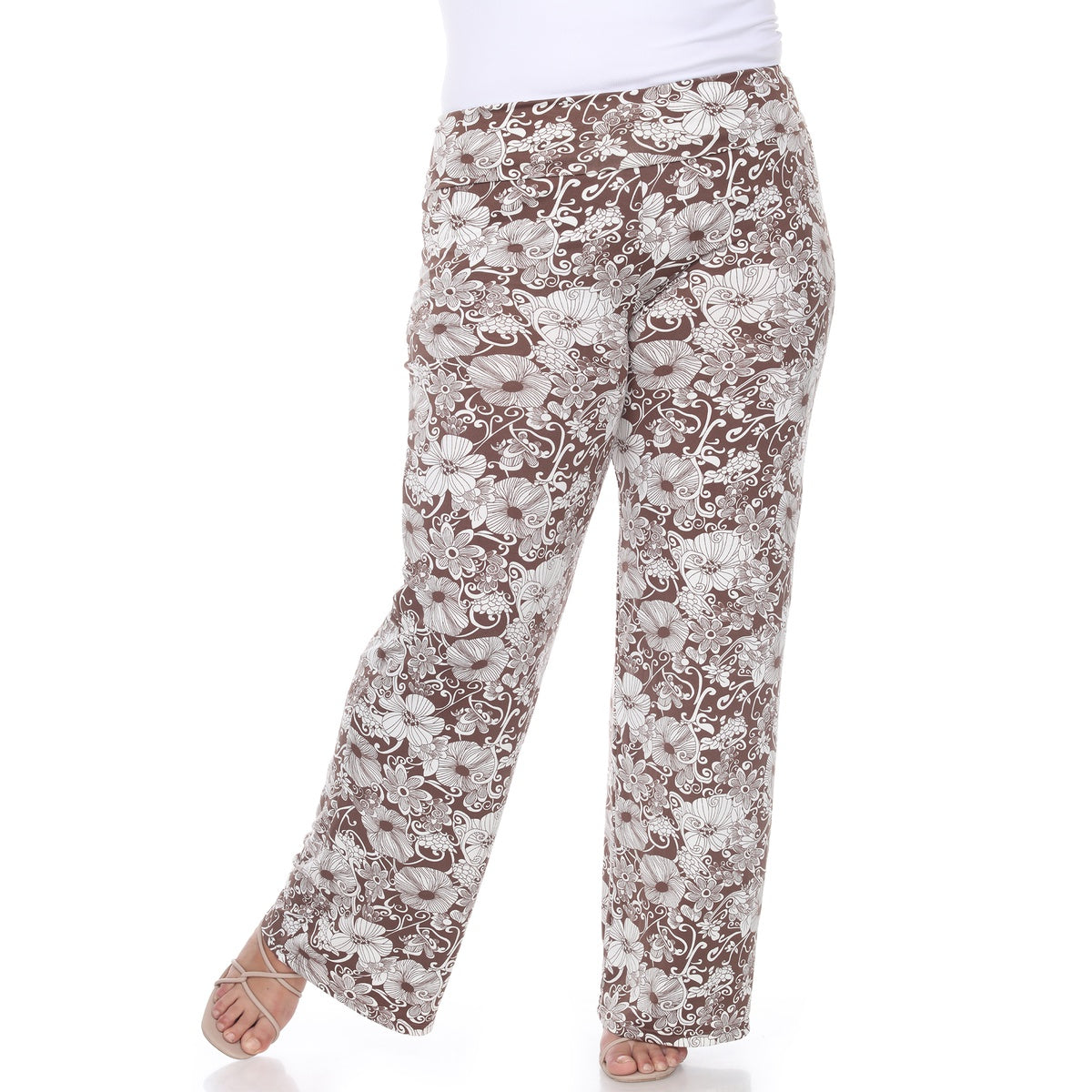  White Mark Plus Size Floral Paisley Palazzo Pants - 1x - Bonton