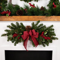 Pre-Lit Canadian Pine Artificial Christmas Swag - 32" - Clear Lights