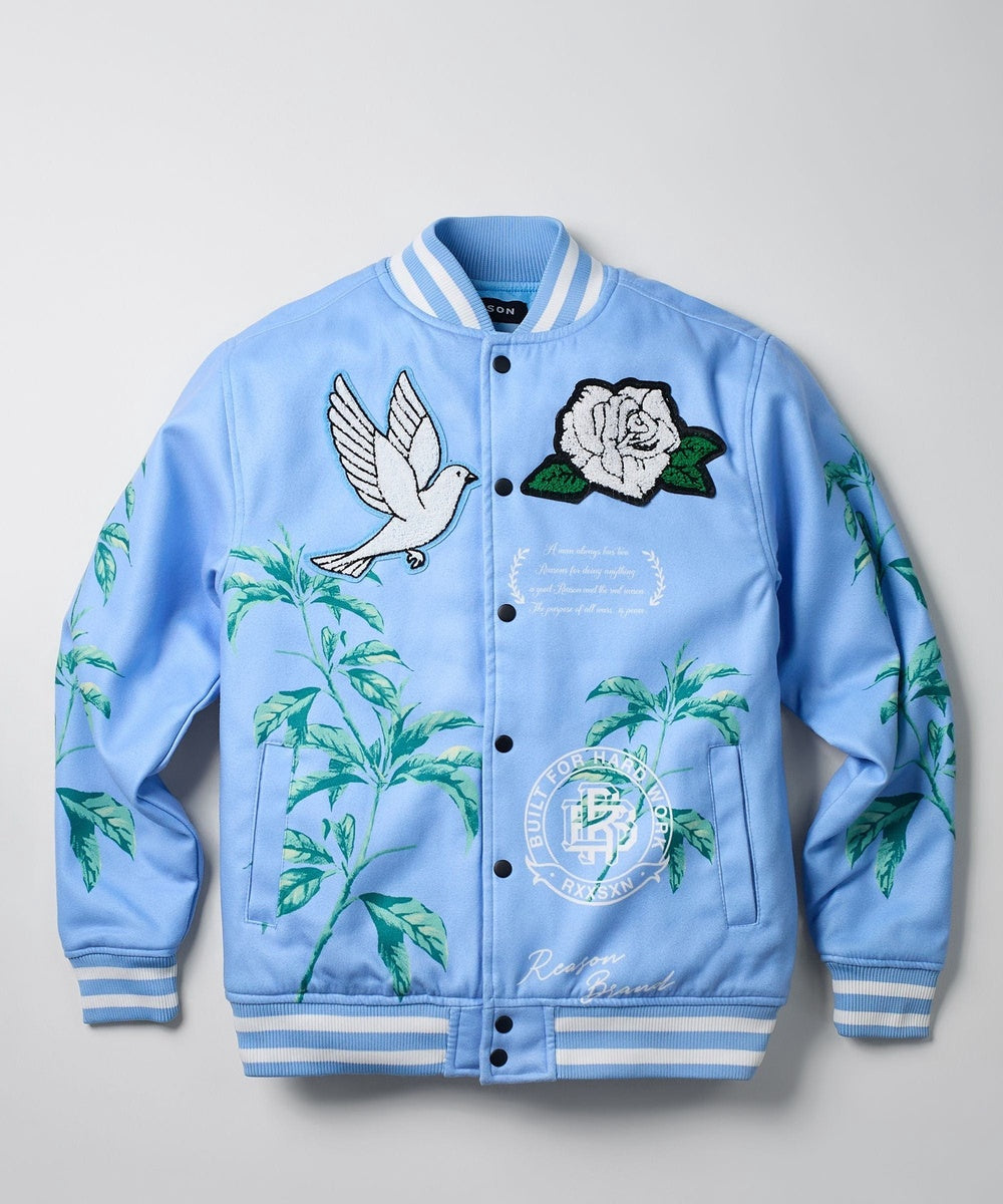  Reason Clothing Dove Wool Varsity Jacket - Light Blue - LIGHT BLUE - Bonton
