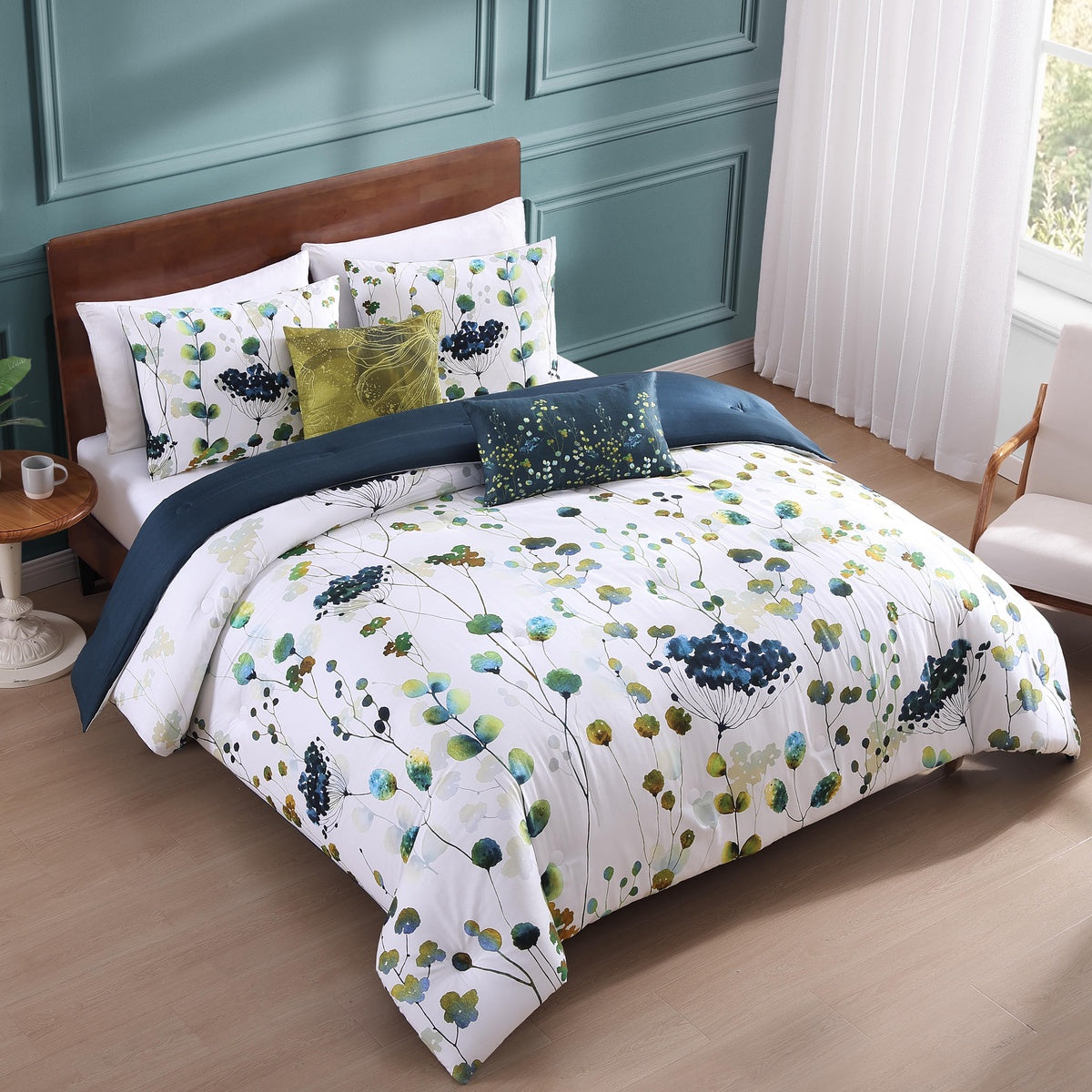  Bebejan Bebejan Abstract Vines 5 Piece Reversible Comforter Set - QUEEN - Bonton