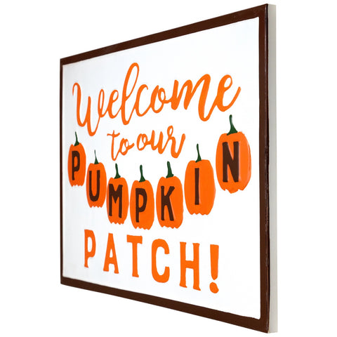 Autumn Harvest "Welcome to Our Pumpkin Patch!" Wall Decoration - 20.25" - Orange