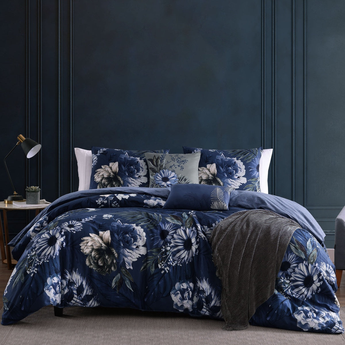  Bebejan Bebejan Daisy Blue 5 Piece Queen Size Reversible Comforter Set - FINAL SALE - QUEEN - Bonton