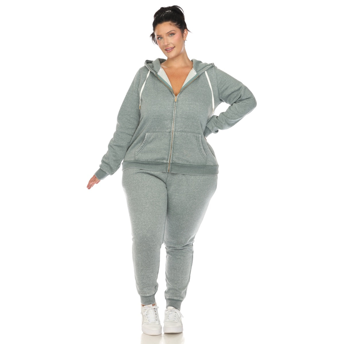  White Mark Plus Size Burnout Jogger Set - 1X - Bonton