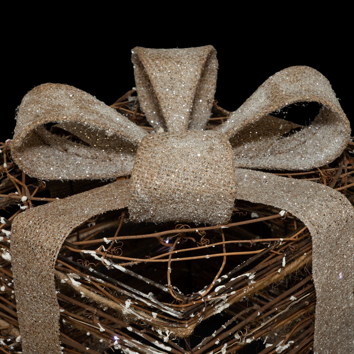  Northlight Lighted Rattan Gift Boxes With Burlap Bows Christmas Decorations - 9