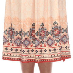 Plus Size Pleated Skirt With Border Prints