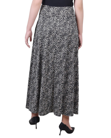 Petite Maxi A-Line Skirt With Front Faux Belt With Ring Detail