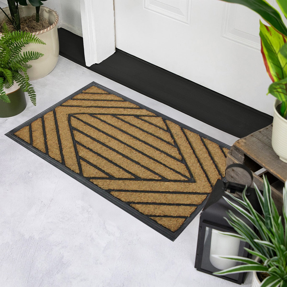  Northlight Black and Brown Diamond Pattern Doormat With Rubber Back 29 X 17 - Default Title - Bonton